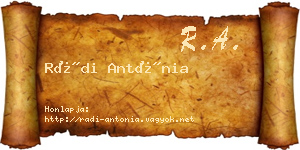 Rádi Antónia névjegykártya